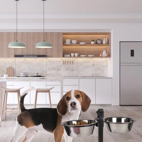 Set di ciotole per cani in acciaio inox con base - Love Story