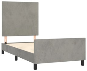 Giroletto con testiera grigio chiaro 100x200 cm in velluto