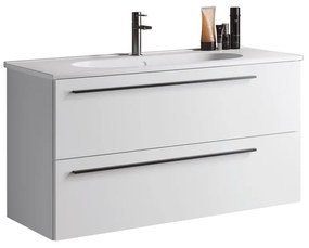 Mobile da bagno sotto lavabo bianco laccato opaco L 100 x H 55 x P 45 cm 2 cassetti, lavabo non incluso