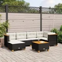 Set Divani da Giardino con Cuscini 7pz Nero Polyrattan 3261917