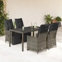 Set Bistr da Giardino 5 pz con Cuscini in Polyrattan Grigio 3276895