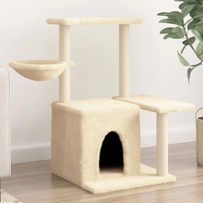 Albero per gatti con tiragraffi in sisal crema 83 cm