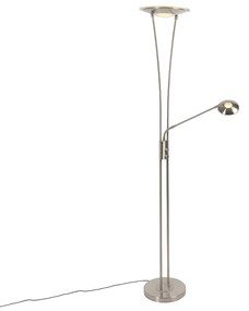 Lampada da terra moderna in acciaio con braccio di lettura incluso LED - Ibiza
