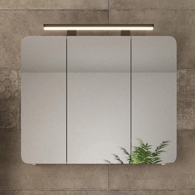 Kamalu - Specchio bagno contenitore 85 cm con faretto LED | LAC-ARES-85