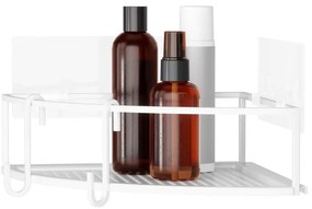 Mensole angolari bianche autoportanti in acciaio per bagno 2 pezzi Cubiko - Umbra