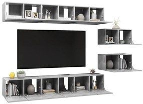 Mobili Porta TV 8 pz Grigio Cemento in Legno Multistrato