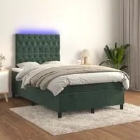 Letto a Molle con Materasso e LED Verde Scuro 120x200cm Velluto 3136296