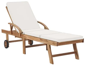 Lettini prendisole con cuscini 2 pz in legno di teak crema