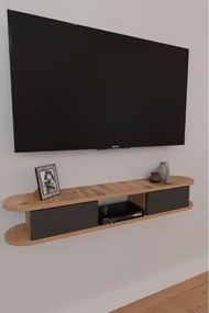 Mobile TV Sospeso 120x20x18 cm 2 Ante E Vano A Giorno Omega Rovere E Antracite