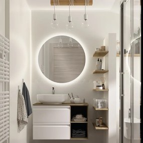Mobile da bagno sotto lavabo Pull bianco laccato opaco L 90 x H 56 x P 46 cm 2 cassetti, lavabo non incluso