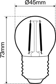 Lampada LED E27 1W a Filamento 1800K No Flickering - G45 Colore Bianco Molto Caldo 1.800K