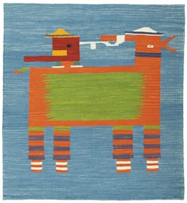 Kilim Tappeto 90 x 100 (Tacchino) Tessuto A Mano