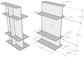 Porta TV Loki antracite spatolato, A