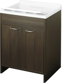 Mobile lavatoio in Pvc a 2 ante Wengč con vasca in resina 60x50 cm