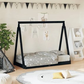 Giroletto per bambini nero 70x140 cm in legno massello di pino