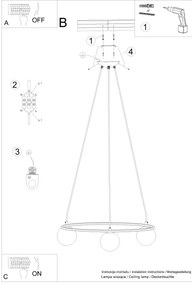 Sollux SL.1213 - Lampadario a sospensione con filo YOLI 3xG9/8W/230V nero