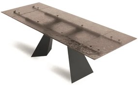 Tavolo allungabile 240 cm WATERS base in metallo Nero e piano in vetro Bronzo