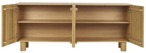 Credenza design in legno chiaro massello di rovere con incisioni 4 ante L180 cm GOSHI