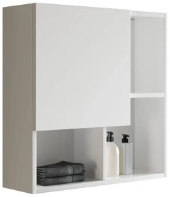 Pensile multiuso AURA con anta e vani a giorno Bianco Lucido 70X70 cm