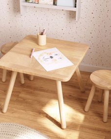 Kave Home - Tavolo per bambini quadrato Dilcia in legno massiccio di caucciÃ¹ 55 x 55 cm