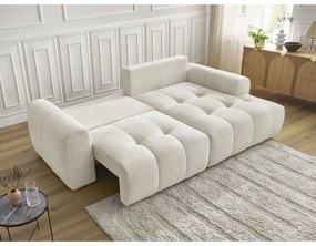 Divano angolare bianco allungabile/con contenitore (con penisola a destra/con chaise lounge) con rivestimento in ciniglia Roxelane – Bobochic Paris