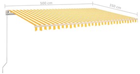 Tenda da Sole Retrattile Automatica Pali 5x3,5 m Gialla Bianca