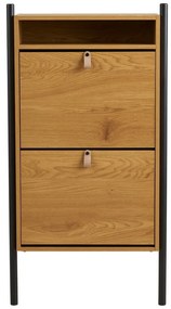 Scarpiera di colore naturale con effetto rovere con ante ribaltabili 62x118x26 cm Barco – House Nordic