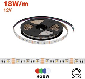 Striscia LED 5050/60 12V IP20 18W/m 5m - RGBW Colore RGBW