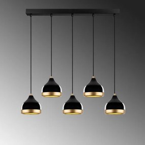 Lampadario con cavo YILDO 5xE27/40W/230V nero/oro