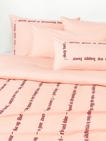 Copripiumino in percalle di cotone con scritta ricamata Roya