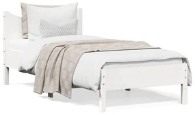Letto Senza Materasso Bianco 90x190 Cm İn Legno Massello Pino /