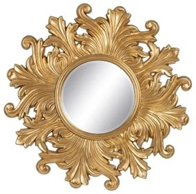 Specchio da parete 114 x 4,5 x 114 cm Cristallo Dorato Legno
