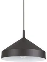 Sospensione Industrial-Minimal Yurta Metallo Nero 1 Luce E27 D30