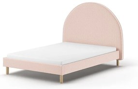 Letto singolo imbottito rosa con griglia 140x200 cm MOON - Vipack