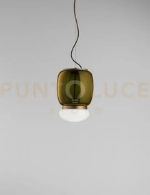 Faro sospensione s verde antico bianco montatura ottone verniciato ...