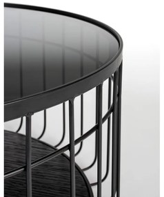 Tavolino da salotto rotondo nero con piano in vetro 80x80 cm Lance – White Label