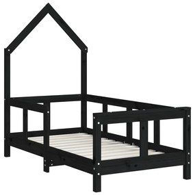 Giroletto per bambini nero 70x140 cm in legno massello di pino