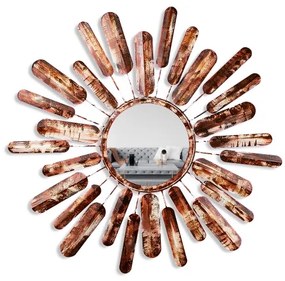 Specchio da parete SOLE diametro 75 cm marrone