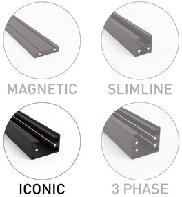 Set di sospensione da 2 con alimentatore per binario monofase nero - Iconic