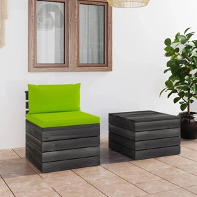Set divani da giardino su pallet 2 pz con cuscini massello pino