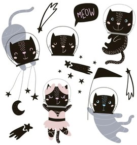 Set di adesivi murali Animali scandinavi Gatti cosmonauti Cosmonauts Cats - Ambiance