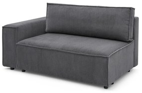 Modulo divano in velluto a coste grigio scuro, angolo sinistro Nihad modular - Bobochic Paris