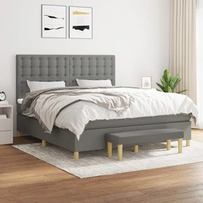 Giroletto A Molle Con Materasso Grigio Scuro 160x200 Cm Tessuto /