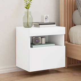 Mobili Tv A Parete Con Luci Led 2pz Bianchi 40x30x40 Cm /