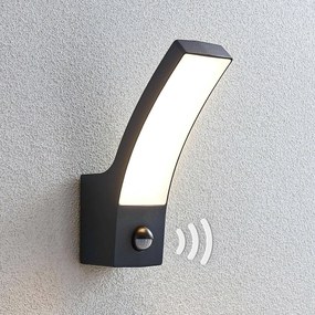 Lindby Applique da esterni LED Ilvita, sensore, antracite, IP54 Ilvita, Nero, Alluminio, Moderno