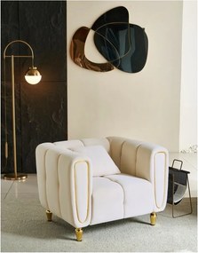 Poltrona color crema con poggioli/con gambe con rivestimento in velluto Alma – Mauro Ferretti