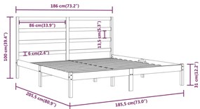 Giroletto Grigio in Legno Massello 180x200 cm Super King