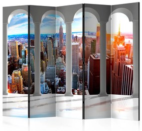 Paravento Pilastri e New York II (5-parti) - skyline di New York