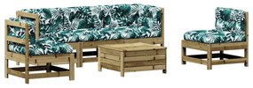 Set divani da giardino 6pz con cuscini legno impregnato di pino