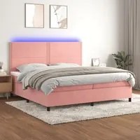 Letto a Molle con Materasso e LED Rosa 200x200 cm in Velluto 3136088